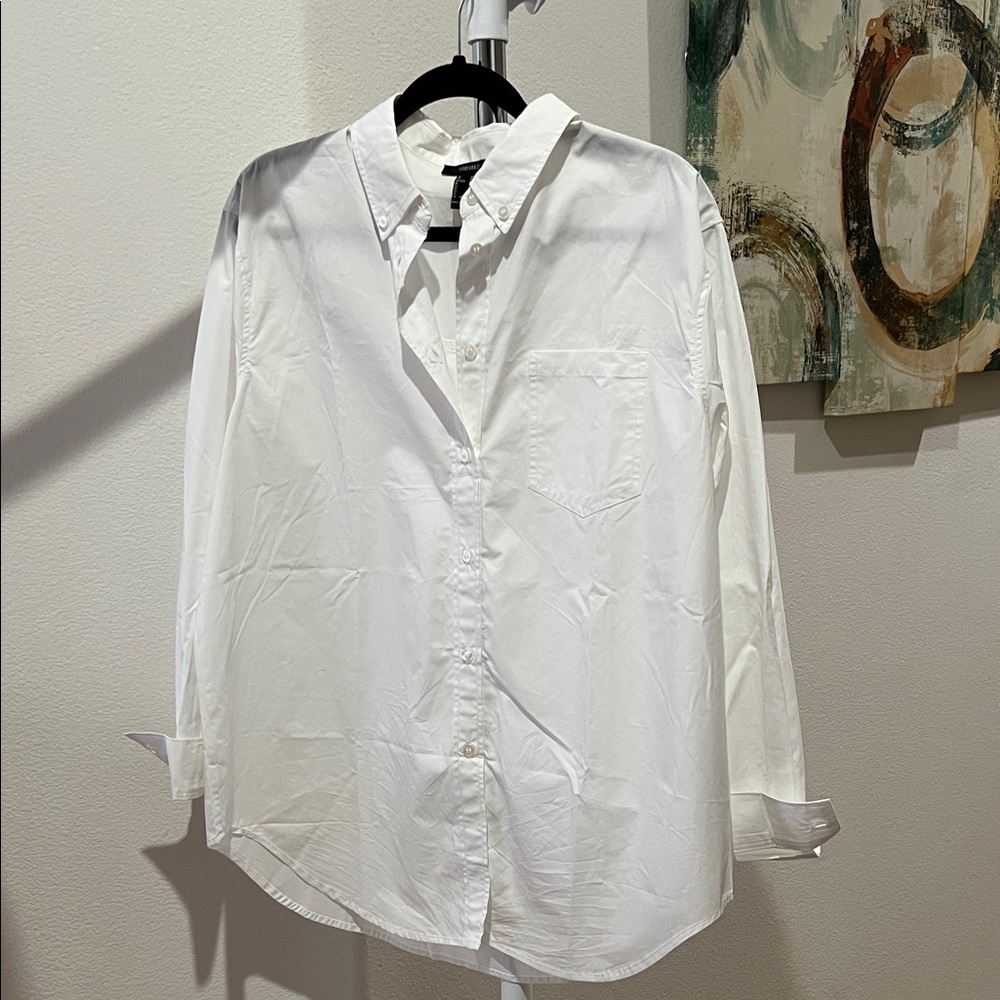 Forever 21 White Casual Button Down Shirt